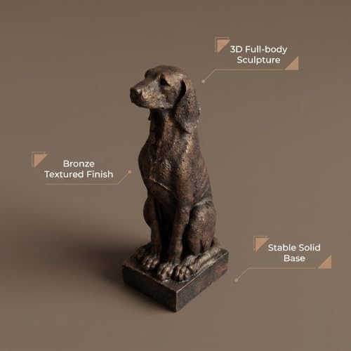 29" Resin Sitting Hound Dog Statue Hunting Sculpture Vintage Bronze - Image 4