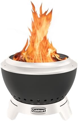 Cuisinart 19.5” Cleanburn Smokeless Fire Pit with Removable Base for Ash, Portable Wood Burning Outdoor Fireplace, Stainless Steel Smoke Free Outdoor Heater, Enhanced Airflow and Easy Cleanup by Cuisinart