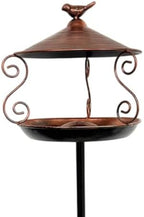 Bird Feeder Iron Standing Bird Bath Feeding Station Decorative Stake Birdbath Bowl Easy Installation Weatherproof Suitable for Outdoor Garden Lawn Cou, Copper Color - Image 4