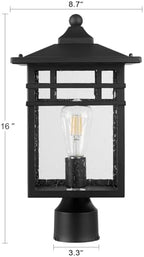 Outdoor Post Light Fixture, Large Exterior Pillar Lantern with Black Finish & Seeded Glass, 9 Inch Square Pier Mount Lamp for Garden, Backyard, Courtyard, Patio, Deck, Pathway, Walkway - Image 4