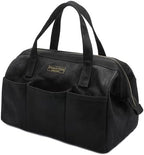 Tool Bag with Zipper, Heavy Duty 16oz Waxed Canvas Wide Mouth Tool Tote Bag, 13-inch Muti-Purpose Storage Tool Pouch with Side Pockets by Denifiter