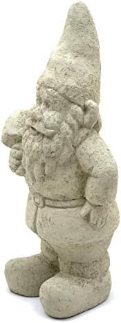 Garden Gnome with Shroom: Solid Durable Stone Statue with Vintage Texture. Sealed for Outdoors. Handcrafted USA. (Classic/White) - Image 5
