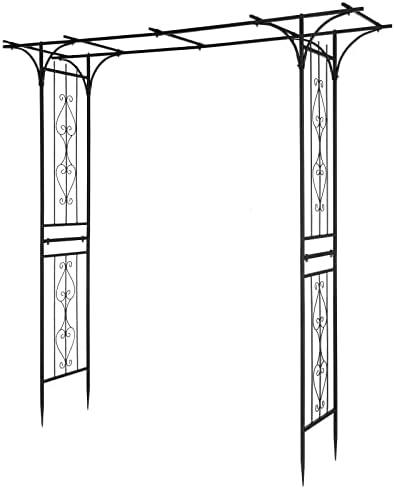 Outvita 7FT Black Metal Garden Arch Arbor Trellis by Outvita