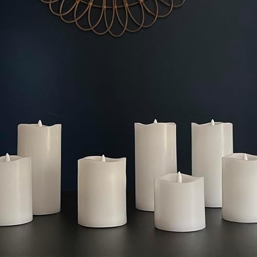 Stonebriar LED Pillar Candles — Remote & Timer, Real Wax Flameless Candles for Home Décor, Weddings & Events, Pack of 6, White, 3" x 8" - Image 5