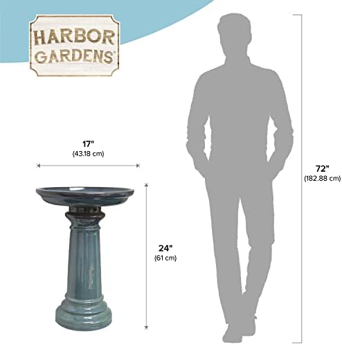 GP0110ES Harbor Gardens Bird Bath, 24 Inch, Light Blue - Image 4
