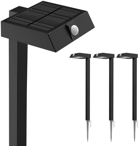 XMCOSY+ Solar Pathway Lights, 4 Pack Metal Motion Sensor Outdoor Lights by XMcosy