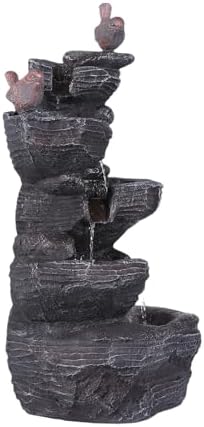 Generic Resin Stone Imitation Waterfall with LED Lights Tabletop Water Fountain Desktop Waterfall Fountain Relax Meditation Decor for Home Office - Image 7