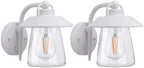 LUTEC 2 Pack Outdoor Indoor Wall Lantern, Farmhouse Barn Wall Sconce Lighting Fixture,Aluminum Anti-Rust Wall Mount Light, Waterproof Wall lamp with Clear Glass for Porch, Exterior, Patio-White by LUTEC
