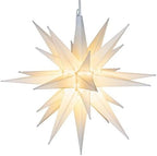 Elf Logic 21" Large Warm White LED Moravian Star - Hanging Outdoor Christmas Light - Use as Holiday Decoration, Porch Light, 3D Fixture, Advent Star, Wedding & Ballroom Venue Decor - Assembly Required by ElfLogic
