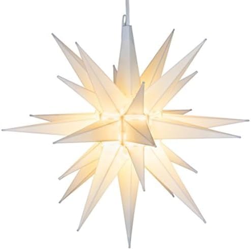 Elf Logic 21" Large Warm White LED Moravian Star - Hanging Outdoor Christmas Light - Use as Holiday Decoration, Porch Light, 3D Fixture, Advent Star, Wedding & Ballroom Venue Decor - Assembly Required by ElfLogic