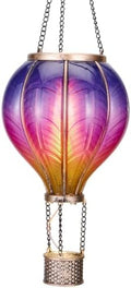 TERESA'S COLLECTIONS Hot Air Balloon Solar Lantern for Garden Decor ,Flickering Flame Hanging Solar Light for Outdoor ,Purple & Pink Plastic Lamp for Yard Tree Gift for Mom by TERESASCOLLECTIONS