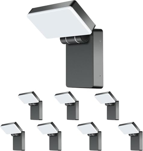 ledmo 40W LED Outdoor Wall Light, 3000LM 5000K Daylight Exterior Security Floodlights, IP65 Waterproof Modern Wall Pack with 360° Rotate and 180° Fold Adjustable Head Black Aluminum Housing by LEDMO