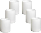 Waterproof Outdoor Battery Operated Flameless Candles with Auto Timer Flickering Plastic Resin Electric LED Pillar Lights for Lantern Patio Garden Wedding Party Decorations 3x4 Inches 6 Pack White by CANDLE+CHOICE
