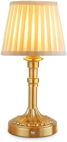 Mr.White Rechargeable Cordless Table Lamp with Fabric Shade, 5200mAh Battery Operated LED Table Light, for Restaurant Kitchen Patio Dinner Dining (Bronze) by Unknown