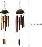 Coconut Shell Wind Chimes Outdoor for Garden Decoration Dark Colored 6 Tubes for Home(Khaki) - Image 6