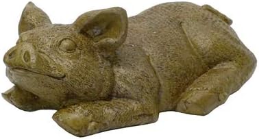 Solid Rock Stoneworks Laying Pig Looking Up- 5in Tall- Autumn Wheat by SolidRockStoneworksLLC