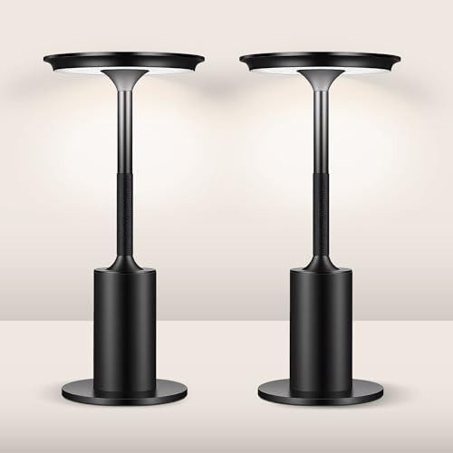 Modern Cordless Table Lamp Set of 2, Black Portable LED Desk Lamps by MKPAE