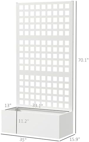 Outsunny Galvanized Raised Garden Bed with Trellis 35" x 16" x 70" White - Image 7