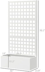 Outsunny Galvanized Raised Garden Bed with Trellis 35" x 16" x 70" White - Image 7