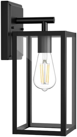 Double Extra 14.9" Large Outdoor Wall Light Fixture Black waterproof by FOLKSMATE
