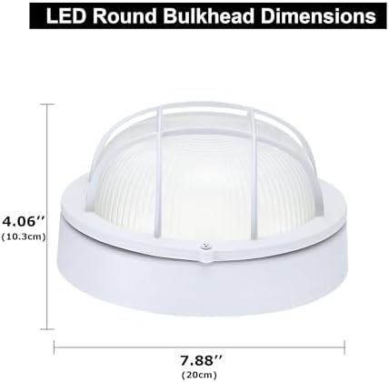 GRUENLICH LED Bulkhead Light, 8" Round Aluminum, 5000K, White, 1 Pack - Image 3
