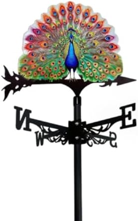Metal Rooster Weather Vane, Retro Style, Suitable for Rooftop Villas and Peacock Weather vanes; Ideal for Sheds, courtyards, and gazebos. (Peacock Spreading Tail) by Unknown