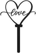 Love Heart Metal Garden Stake Decorative, Heart Shape with Script Design Silhouette Statues for Yard Art, Outside, Patio, Outdoor Decor, Garden Decorations, Lawn Ornaments - 20" Black - Image 2
