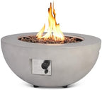 31.5'' Round Propane Fire Pit Table Concrete Fire Bowl Outdoor by ReeQuo-BEAUTYYOURHOMEBEAUTYYOURLIFE
