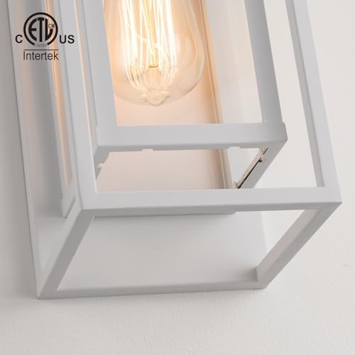 mirrea 14" Modern Outdoor Porch Wall Light, Matte White, 2 Pack - Image 6