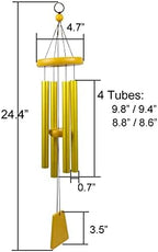 24" Aluminum 4 Tubes Tuned Metal Wind Chimes for Outside Unique Deep Tone Indoor Sympathy Memorial Wind Chimes for Living Room Balcony Window Decor(Blue) - Image 4