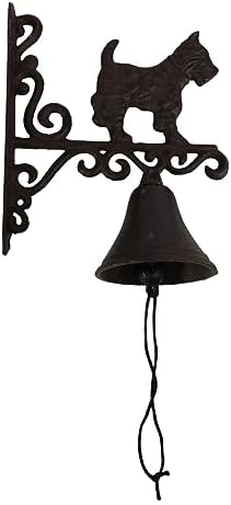 Ebros Gift Cast Iron Rustic Vintage Western Farmhouse Scottish Terrier Dog Door Wall Dinner Yard Bell Outdoor Farm Cottage Accent Bells by EbrosGift