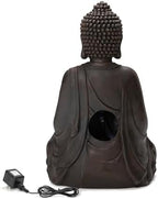 Glitzhome 24" H Zen Style Meditating Buddha Water Fountain Statue with Pump and LED Light, 2 Tier Waterfalls Resin Indoor Outdoor Floor Fountain for Garden Patio Backyard Decking - Image 3
