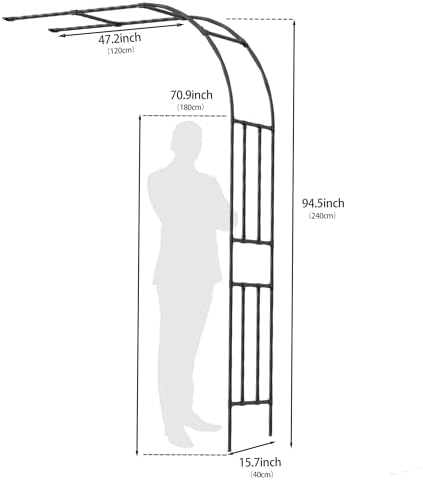 Half Garden Arch Trellis, 7.9FT Metal Arbor for Climbing Plants Outdoor - Image 3