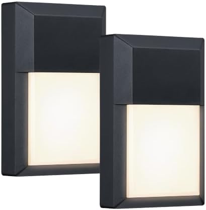 LIT-PaTH Outdoor Wall Light Fixture, Aluminum, LED 3000K, Black, 2 Pack by LIT-PaTH