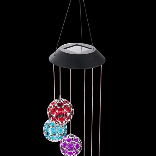 Alpine Corporation RGG648SLR 29" Tall Solar Hanging Gem Sphere Mobile with LED Light, Statement Décor for Lawn & Garden - Image 6