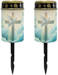 Poceacles Cemetery Candle Grave Lights Outdoor Waterproof Decoration Pathway Lights Garden Solar Candle for Garden Lawn Decor, 2 Pieces, Dove of Peace Cross Cloud Print by Poceacles