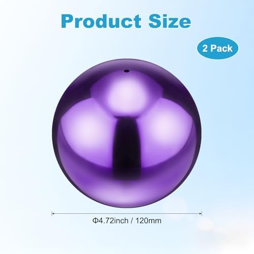 M METERXITY 2-Pack Garden Gazing Globes Ball 4.7 Inch 201 Stainless Steel Hollow Mirror Reflective Floating Ball for Garden/Pond/Home/Yard Outdoor Decoration [Gloss Purple] - Image 3