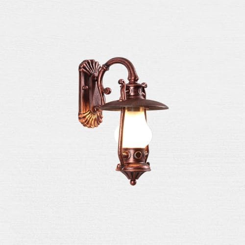 Aluminum Vintage Kerosene Lantern Outdoor Wall Lantern Light Fixture – Waterproof Exterior Porch Sconce with Frosted Glass, Rustic Farmhouse Style for Patio, Garden, Garage by Unknown