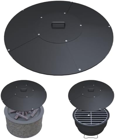 20" Round Fire Pit Lid Fits for Bonfire Pits up to 18", Metal Cover with Handle, All-Weather Resistance Outdoor Firepit Accessory, Smokeless Fire Pit Cover for Fire Tables by Ardier