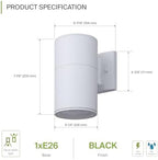 ASD 1 Light Cylinder Outdoor Sconce Lights, White 60W E26 ETL 6 Pack - Image 2