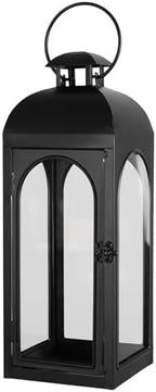 Lantern Decorative Indoor & Outdoor, 16.25IN Large Hanging Candle Lanterns, Black Metal Decorative Candle Lanterns, Waterproof Hanging Lantern for Porch Patio Wedding Home by ArtificialPlants