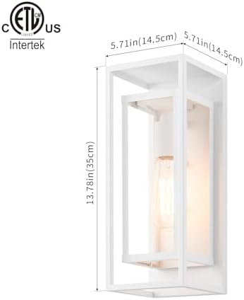 mirrea 14" Modern Outdoor Porch Wall Light, Matte White, 2 Pack - Image 2