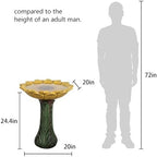 Garden Birdbath Sunflower Shaped, 24.4" H * 20" Φ Freestanding Concrete Bird Bath for Outside Patio Yard Decor - Image 6