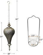 Westcharm Extra Large 27”H Antique Silver Oriental Moroccan Ramadan Lantern Metal Hanging Pendant Light Candle Lantern Lamp Indoor Outdoor Decorative Décor - 42" H with Chain - Image 6