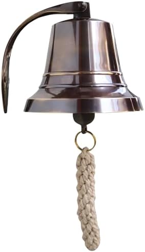 5" Solid Brass Bell Quality Marine Wall Mounted Ship Bronze Finished Hanging Bell Perfect for Dinner, Indoor, Outdoor, School, Bar, Reception, Last Order & Church By The Metal Magician by The+Metal+Magician