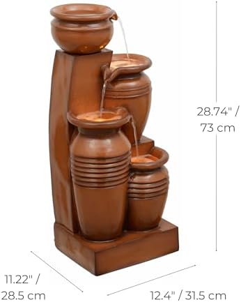 Teamson Home 28.7" 4-Tier Cascading Bowl Water Fountain, Brown - Image 6
