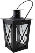 Black Moroccan Lantern, Metal Candle Holder With Glass Lampshade And Hanging Ring, 17 X 9 X 5.5 Cm / 6.7 X 3.5 X 2.2 In, For Wedding Décor by Unknown