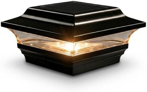Classy Caps 4x4 Imperial Solar Post Cap - Fits 3.5"x3.5" and 4"x4" Deck & Fence Posts - Black Cast Aluminum - Warm and Cool Light Modes by ClassyCaps