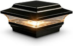 Classy Caps 4x4 Imperial Solar Post Cap - Fits 3.5"x3.5" and 4"x4" Deck & Fence Posts - Black Cast Aluminum - Warm and Cool Light Modes by ClassyCaps