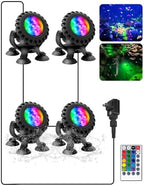 T-SUN Colored Pond Lights LED Underwater with Remote Control 4 Heads by T-SUN